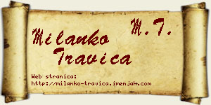 Milanko Travica vizit kartica